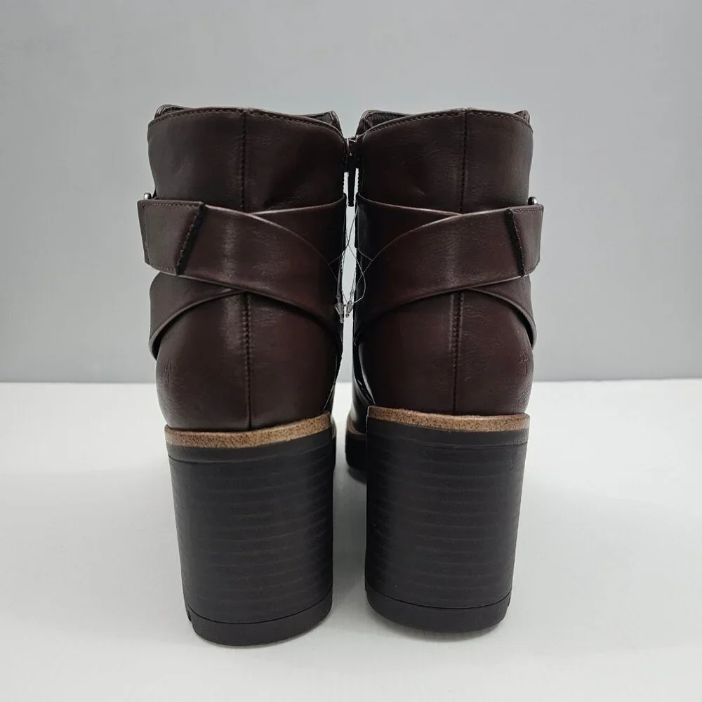 Naturalizer Madalynn Strap Ankle Boot Women 9 Brown Water Resistant Lug Sole NEW - Picture 8 of 14